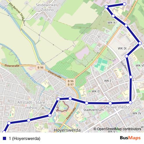 1 (Hoyerswerda) bus Line Map