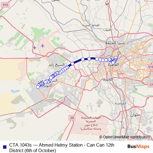 CTA 1043s bus Line Map