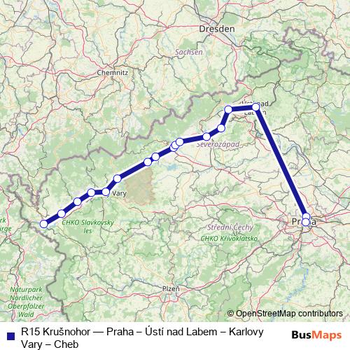 R15 Krušnohor rail Line Map