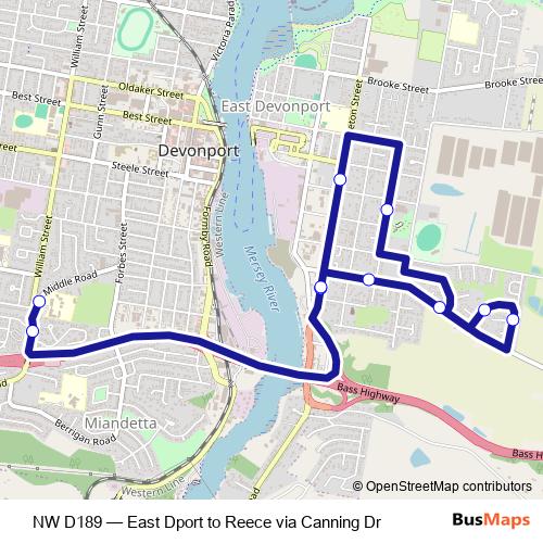 NW D189 bus Line Map