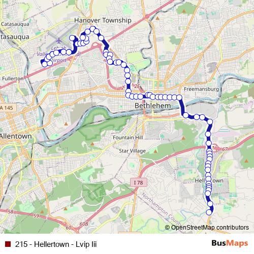215 - Hellertown - Lvip Iii bus Line Map