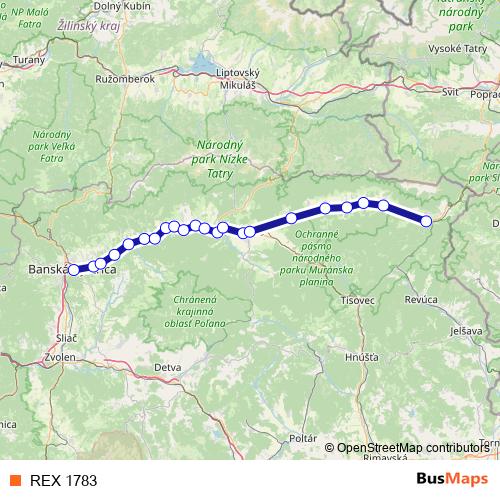 REX 1783 rail Line Map