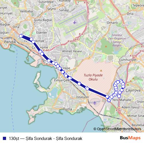 130şt bus Line Map