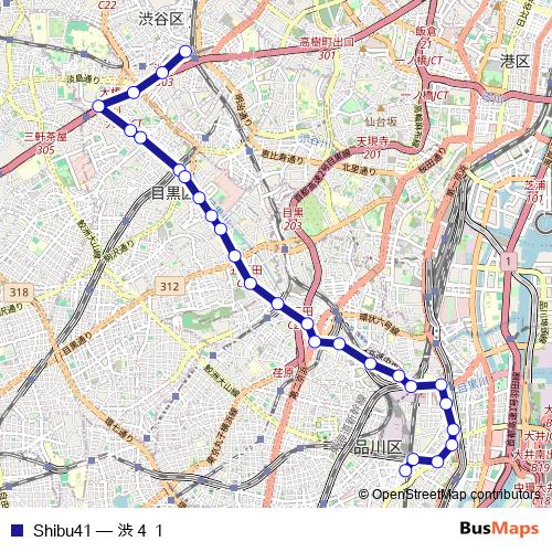 Shibu41 bus Line Map