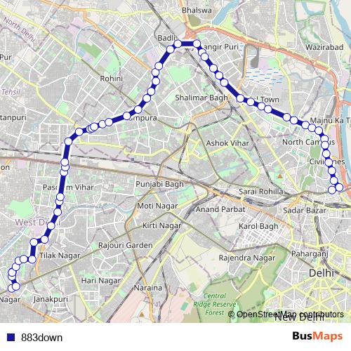 883down bus Line Map