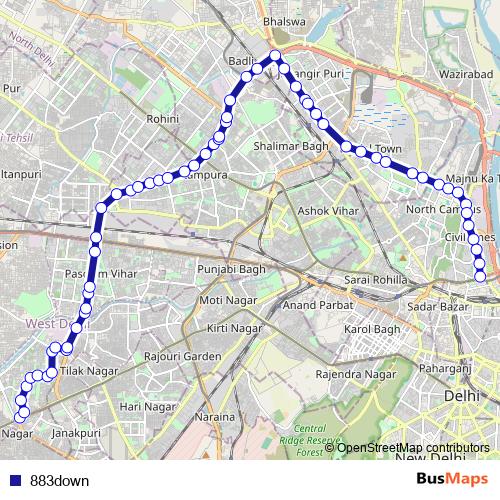 883down bus Line Map