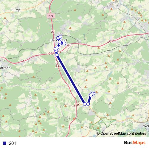 201 bus Line Map