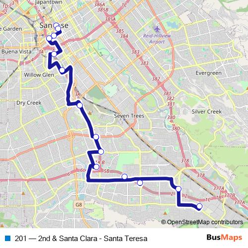 201 bus Line Map