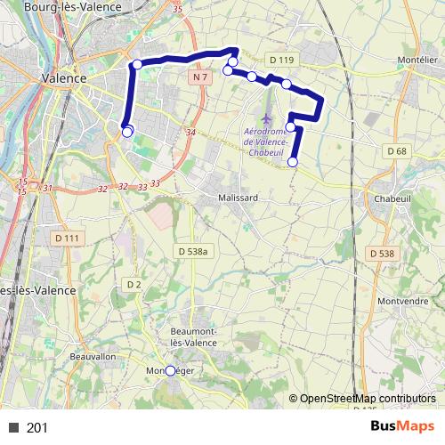 201 bus Line Map