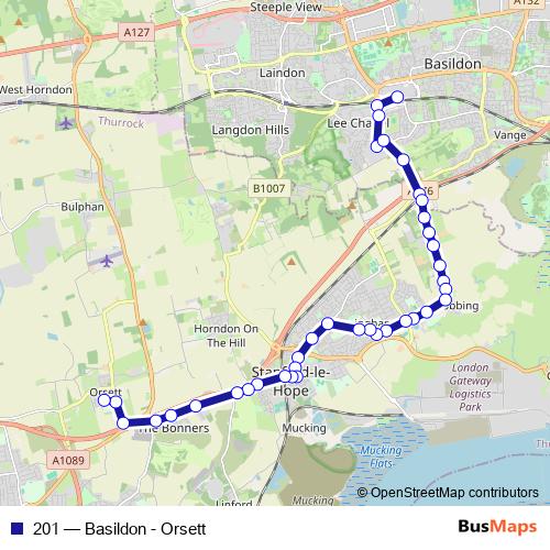 201 bus Line Map