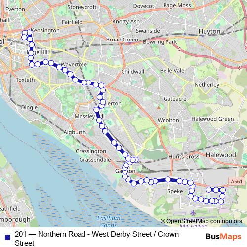 201 bus Line Map