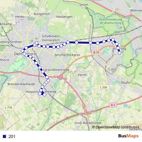 201 bus Line Map