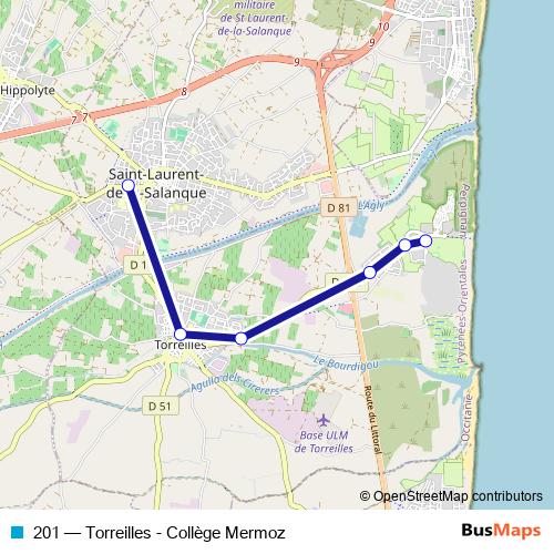 201 bus Line Map