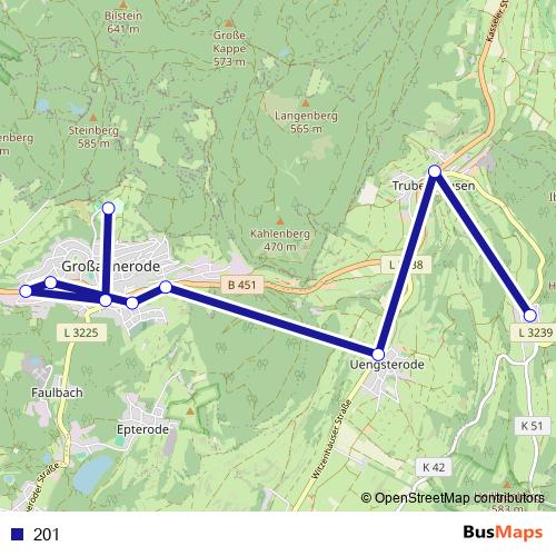 201 bus Line Map