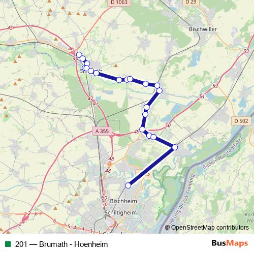 201 bus Line Map