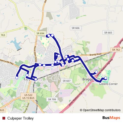 Culpeper Trolley bus Line Map