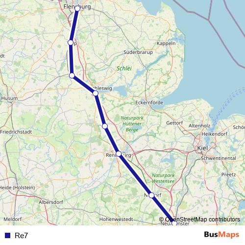 Re7 bus Line Map