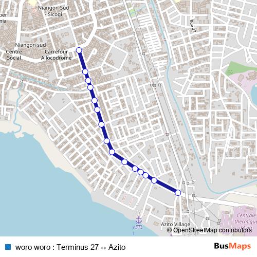 woro woro : Terminus 27 ↔ Azito bus Line Map