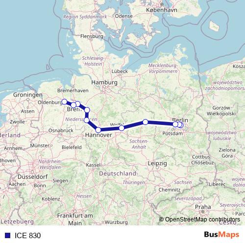 ICE 830 rail Line Map