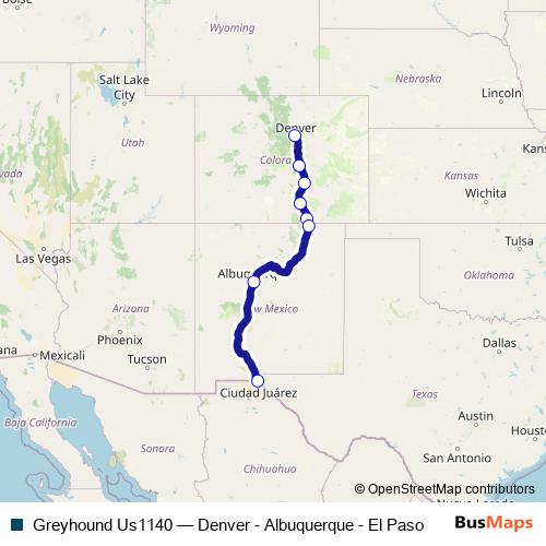 Greyhound Us1140 bus Line Map