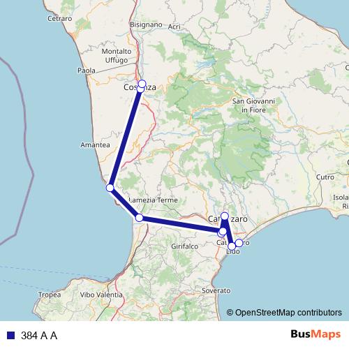 384 A A bus Line Map