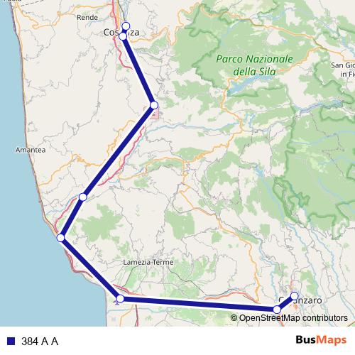 384 A A bus Line Map
