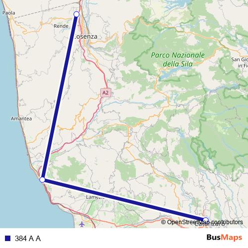384 A A bus Line Map
