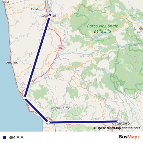 384 A A bus Line Map
