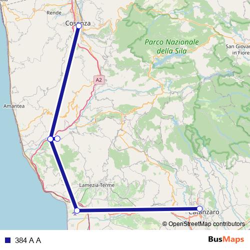 384 A A bus Line Map