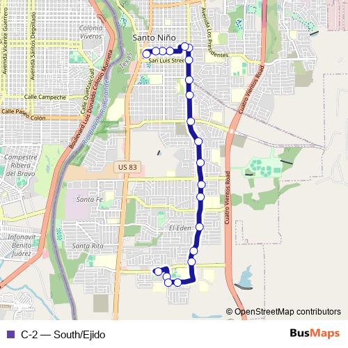 C-2 bus Line Map