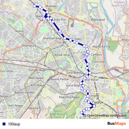100aup bus Line Map