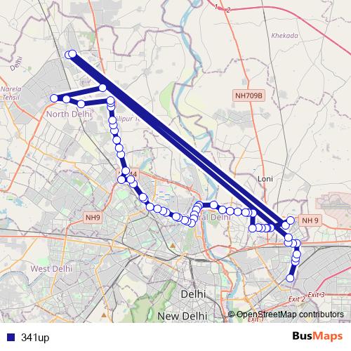 341up bus Line Map