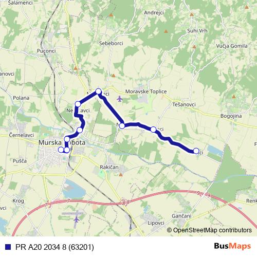 PR A20 2034 8 (63201) bus Line Map