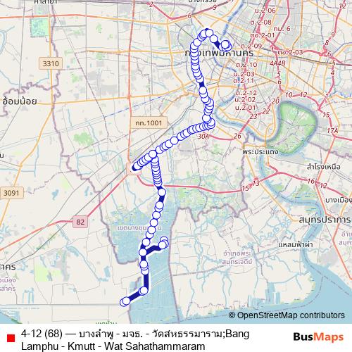 4-12 (68) bus Line Map