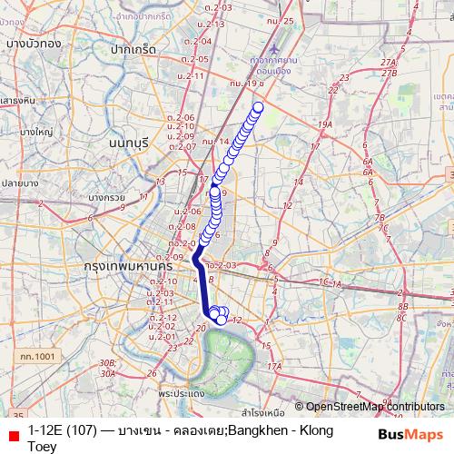 1-12E (107) bus Line Map