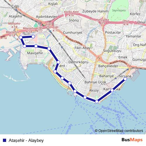Ataşehir - Alaybey tram Line Map