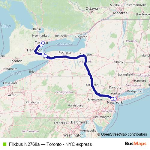 Flixbus N2768a bus Line Map