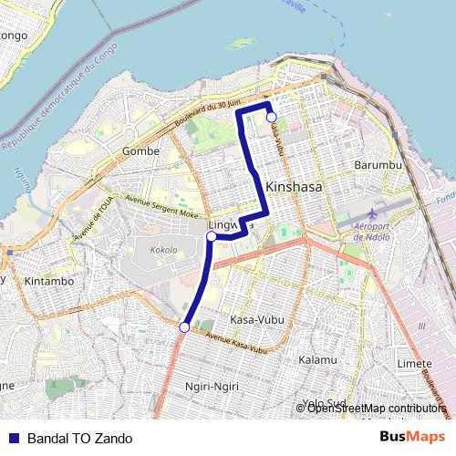 Bandal TO Zando bus Line Map