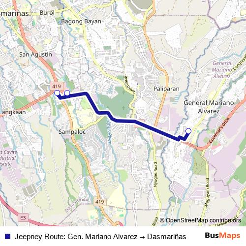 Jeepney Route: Gen. Mariano Alvarez → Dasmariñas bus Line Map