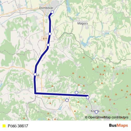 Pótló 38617 bus Line Map