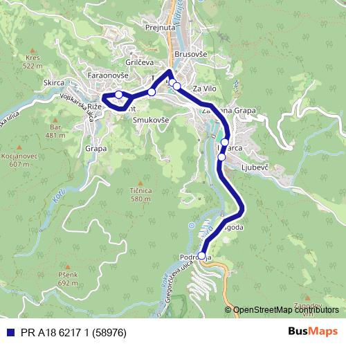PR A18 6217 1 (58976) bus Line Map