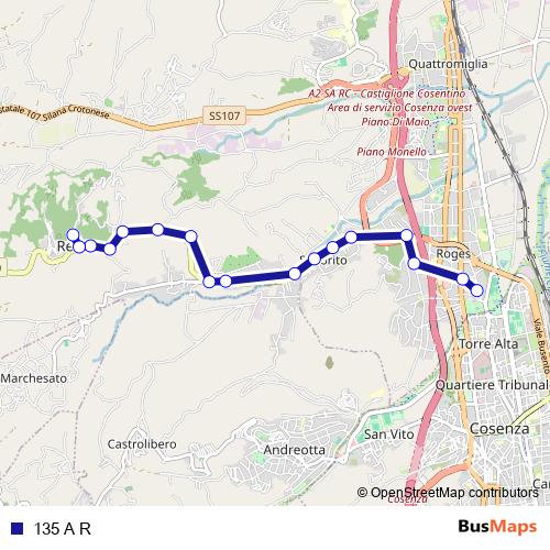 135 A R bus Line Map