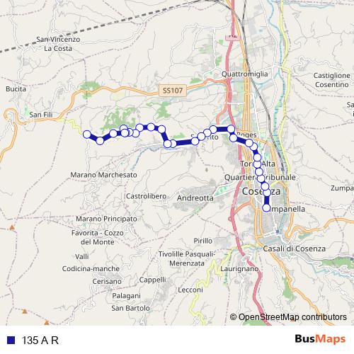 135 A R bus Line Map