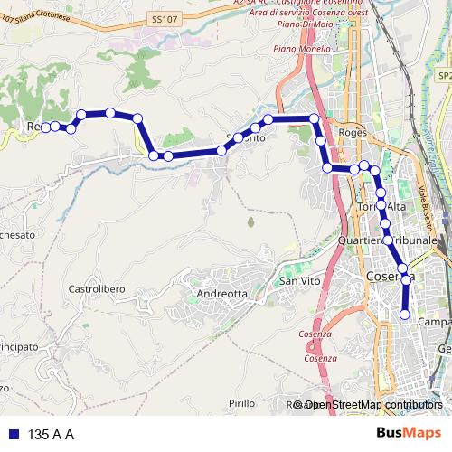 135 A A bus Line Map