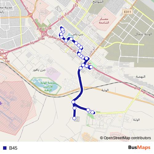 B45 bus Line Map