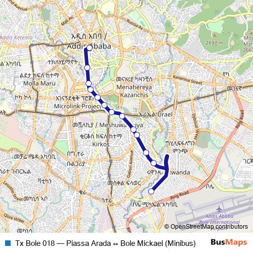 Tx Bole 018 bus Line Map