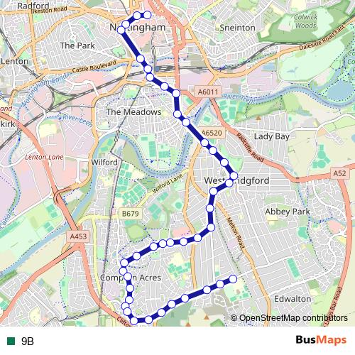 9B bus Line Map