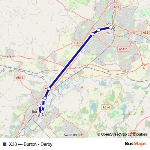 X38 bus Line Map