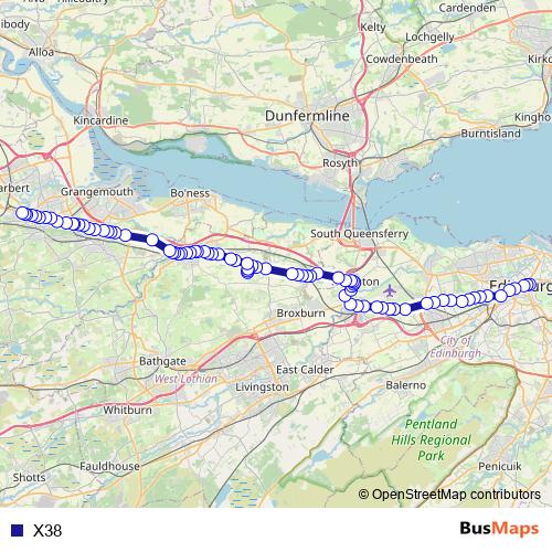 X38 bus Line Map