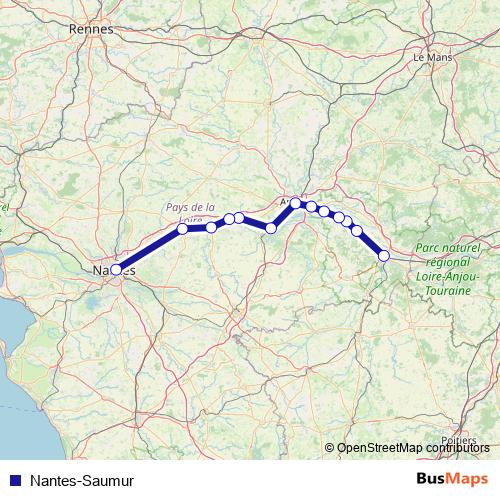 Nantes-Saumur rail Line Map